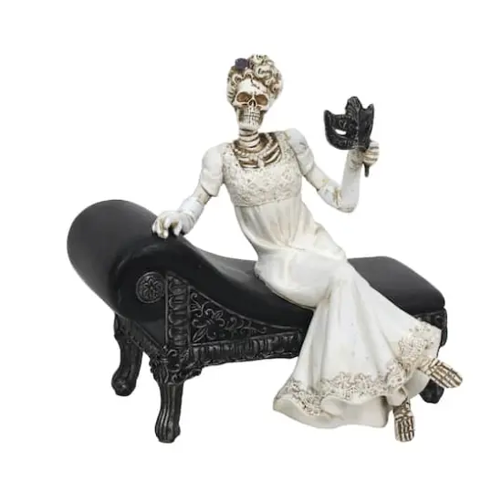 7" Skeleton Bride with Mask on Chaise Lounge Tabletop D&eacute;cor by Ashland&reg; {1}