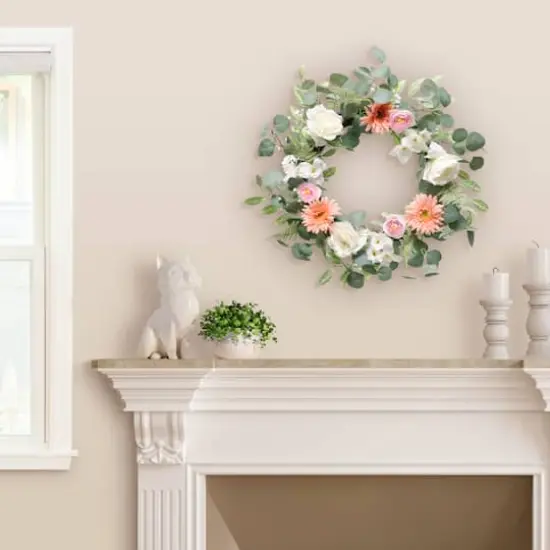 24"Artificial Chrysanthemum, Rose & Ranunculus Floral Spring Wreath {3}