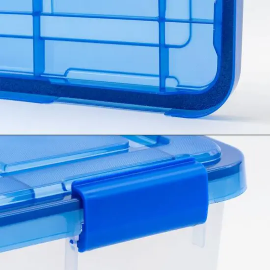 IRIS 15gal. Clear Plastic Storage Boxes with Blue Lid, 4ct. {9}
