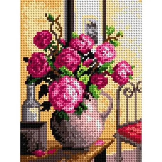 Orchidea Needlepoint Canvas For Halfstitch Without Yarn Bouquet Of Roses - Printed Tapestry Canvas {1}