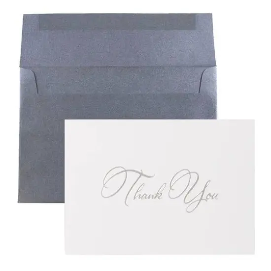 JAM Paper Thank You Card Set with Silver Script, 25ct. Anthracite {1}