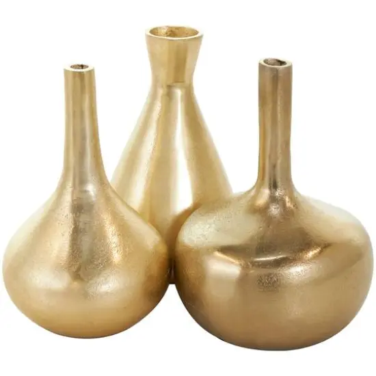 CosmoLiving by Cosmopolitan Contemporary Aluminum Vase Set Gold {9}