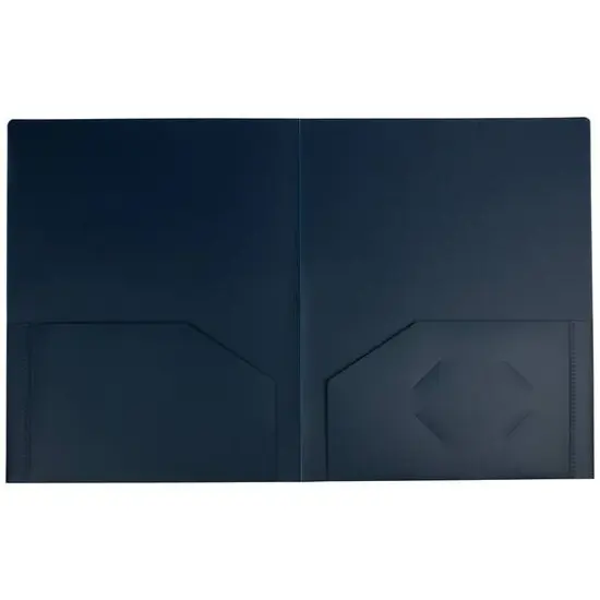 JAM Paper Heavy Duty Plastic 2-Pocket Folders, 6ct. Navy Blue {4}