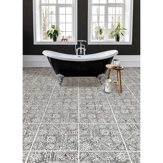 FloorPops Reo Charcoal Peel & Stick Floor Tiles {3}