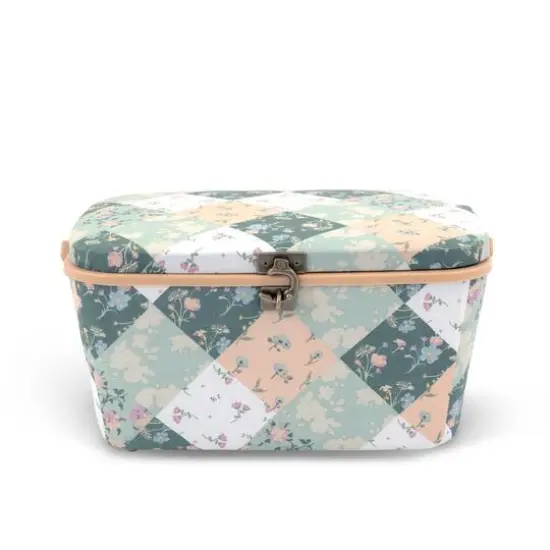 Green Patchwork Dritz Large Oval Sewing Basket {6}