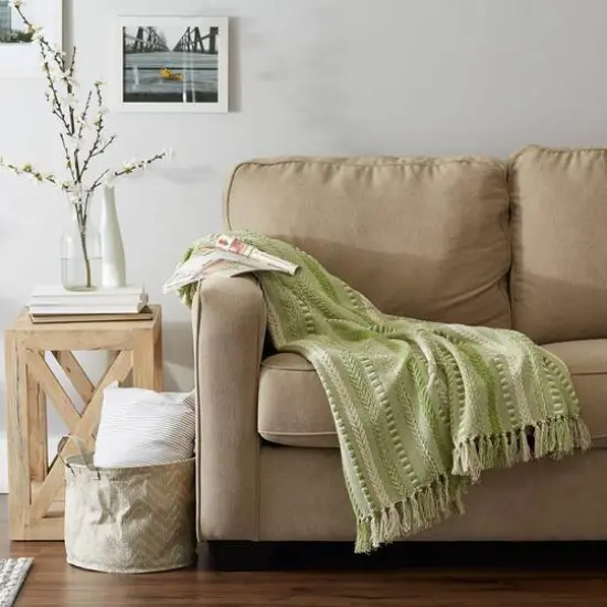 DII&reg; Antique Green Braided Stripe Throw {8}