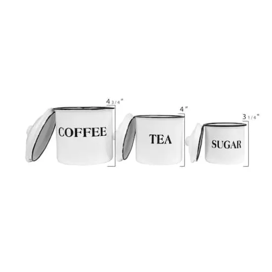 Hello Honey&reg; Metal Coffee, Tea & Sugar Containers Set White {6}