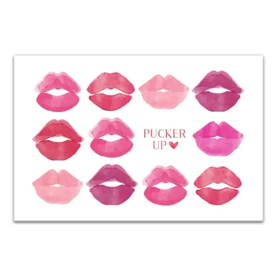 Pucker Up Watercolor Lips 12" x 18" Canvas Wall Art {1}