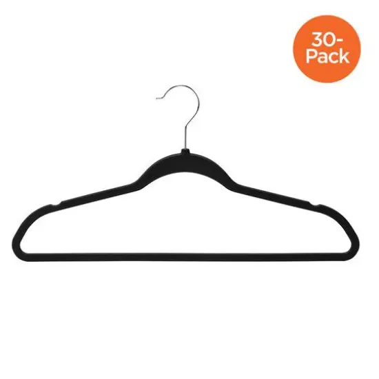 Honey Can Do Black Slim Profile Rubber Hangers, 30ct. {1}