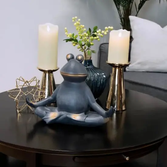 12" Frog in Lotus Yoga Position Garden Statue {3}