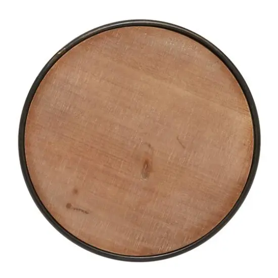 14" Black Industrial Wood Accent Table {3}