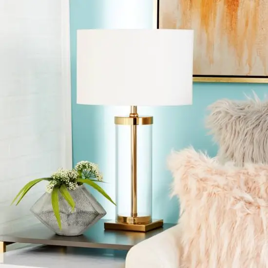 CosmoLiving by Cosmopolitan 25" Gold Metal Transitional Table Lamp {9}