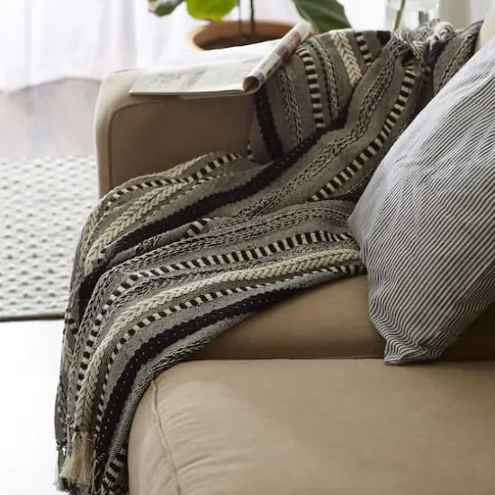 DII&reg; Black Braided Stripe Throw {9}