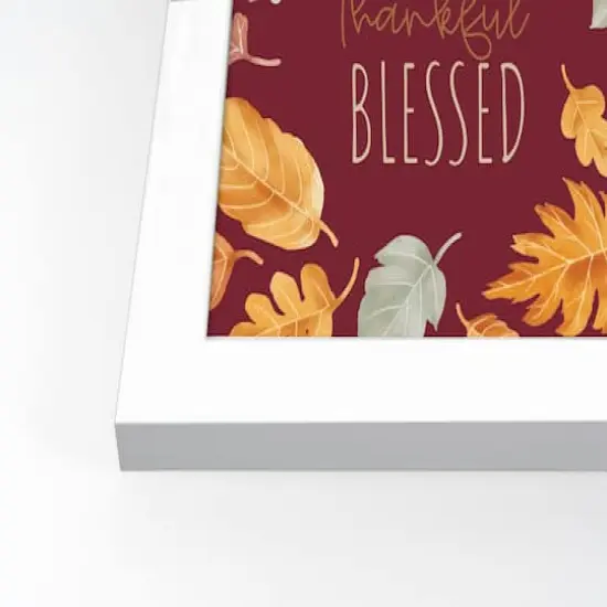 Grateful Thankful Blessed White Framed Print Under Plexiglass {3}