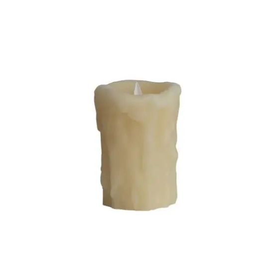 Hello Honey&reg; 5" Ivory Pillar LED Candle with Embossed Faux Melted Wax {11}