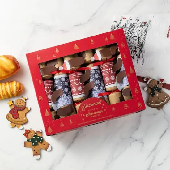 Glitzhome&reg; 12PK 1.5"D x 10"H Dogs Christmas Party Crackers with Gift Contents {4}