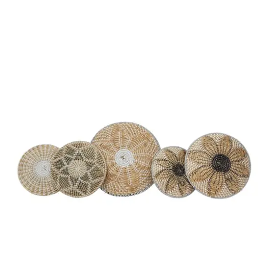 Brown Seagrass Bohemian Wall Decor, Set of 5 13", 19", 16", 14" {8}