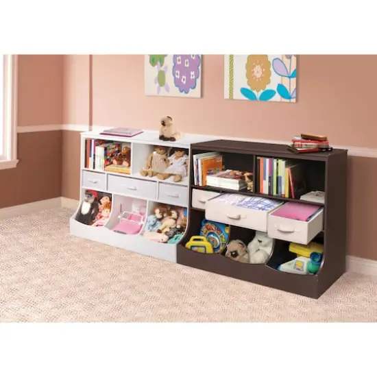 Badger Basket Combo Bin Storage Unit With Three Baskets White {6}