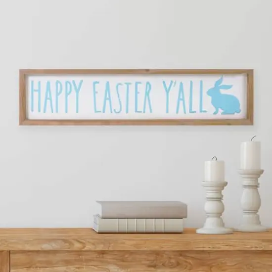 Happy Easter Y'all Spring Wooden Framed Wall Sign {3}