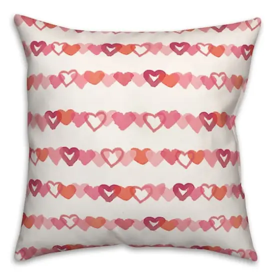 Watercolor Heart Stripes 18" x 18" Throw Pillow {3}