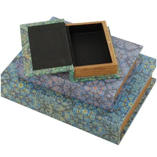 Geometric Floral Canvas Faux Book Box Set {5}