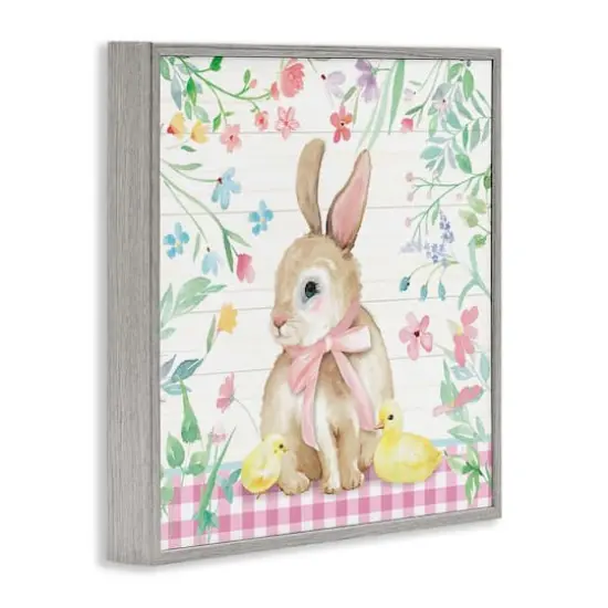 Stupell Industries Easter Bunny & Chicks Framed Giclee Art Gray {4}