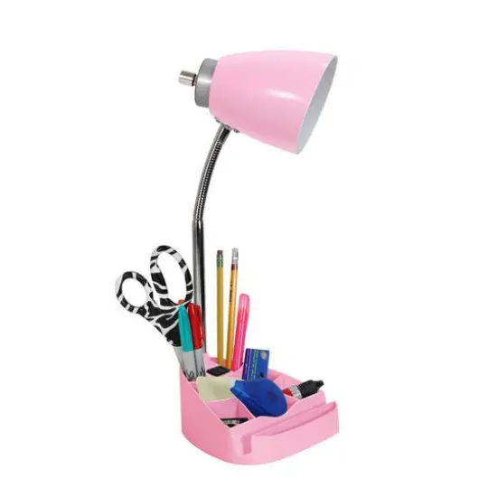 LimeLights 18.5" Gooseneck Desk Lamp with Tablet Stand and Charging Outlet Pink {7}