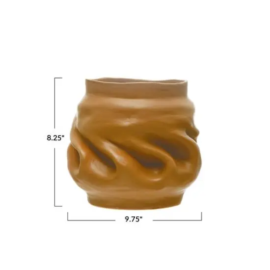 Hello Honey&reg; 10" Brown Organically Shaped Stoneware Pinched Planter {7}