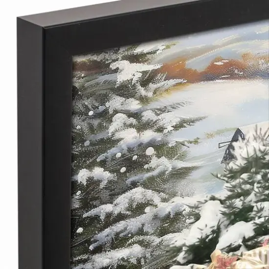 Farmhouse Red Christmas Truck 21.73" x 17.73" Black Framed Canvas {5}