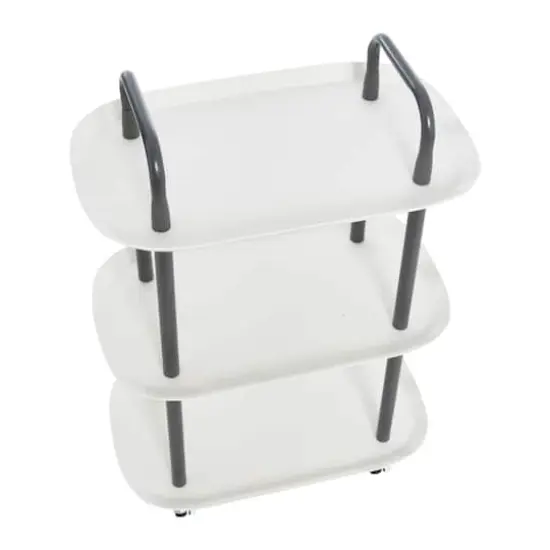Hello Honey® Main + Mesa™ 3-Tier Modern Plastic and Metal Trolley White and Dark Gray {8}