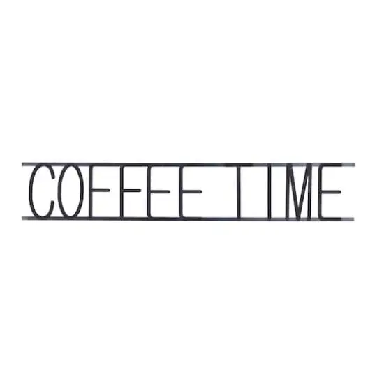 46" Black Coffee Time Iron Wall Sign {1}