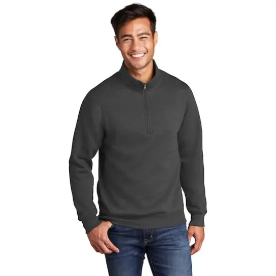 Port & Company&reg; Core Fleece 1/4 Zip Pullover Sweatshirt Dark Heather Grey {4}