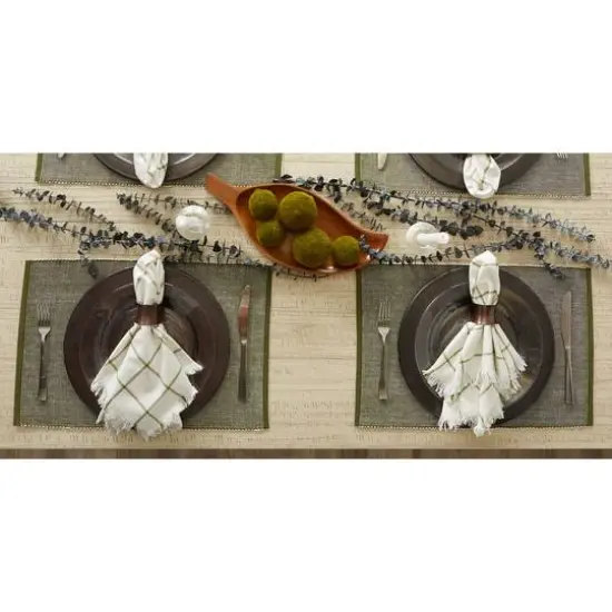 DII&reg; 2-Tone Ribbed Placemats, 6ct. Sage and white {10}