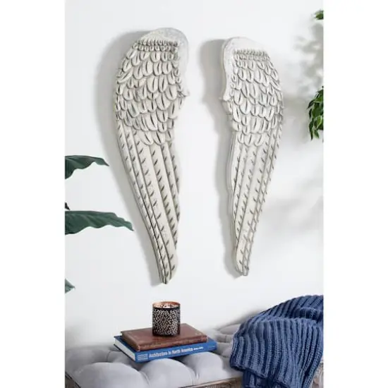 40" White Wood Vintage Wings Wall D&eacute;cor Set {7}