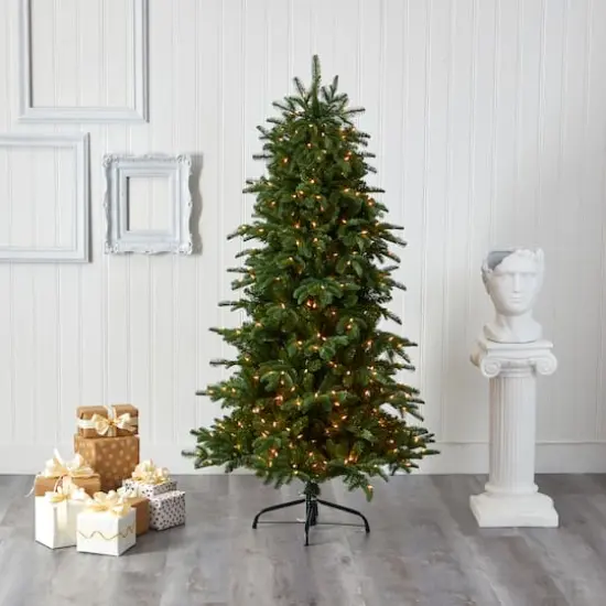 6ft. Pre-Lit South Carolina Fir Artificial Christmas Tree, Clear LED Lights {3}