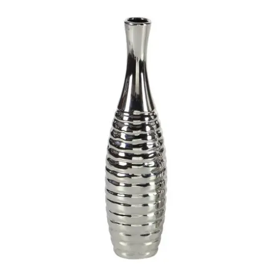 13" Silver Ceramic Glam Vase Set {6}