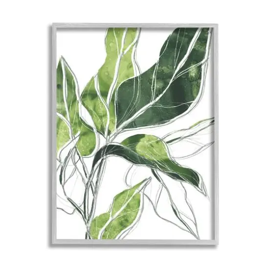 Stupell Industries Expressive Palm Linework Wall Art in Gray Frame {1}