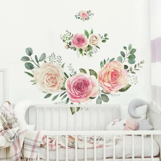 RoomMates Pink Roses Peel & Stick Giant Wall Decals {4}