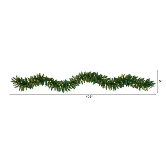 9ft. Pre-Lit Pine Artificial Garland with Warm White LED Lights {3}
