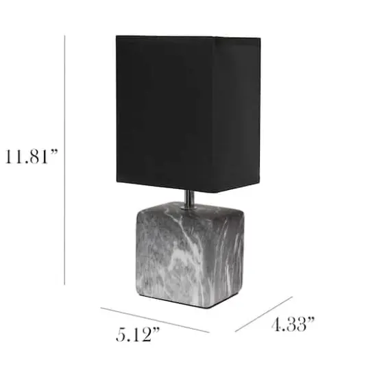 Simple Designs Black Marbled Ceramic Table Lamp {4}