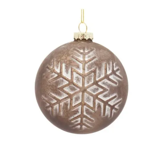 4 Pack Whitewashed Brown Ball Glass Ornaments {3}