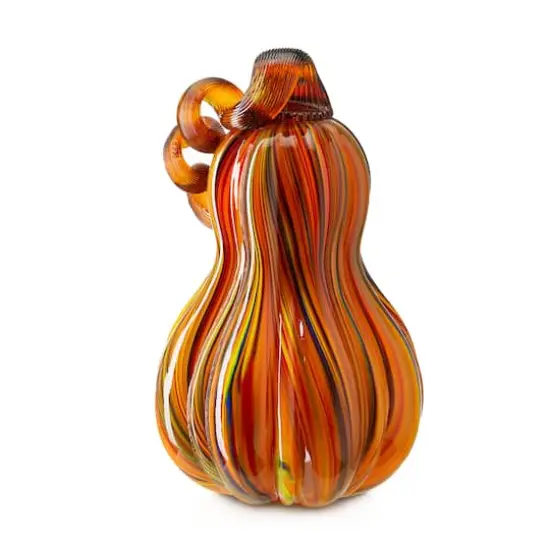 Glitzhome&reg; 8.5" Multi Striped Glass Gourd {13}