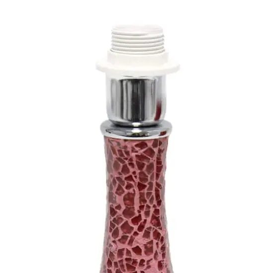 Simple Designs 14" Mosaic Glass Genie Table Lamp with Fabric Shade Red {7}