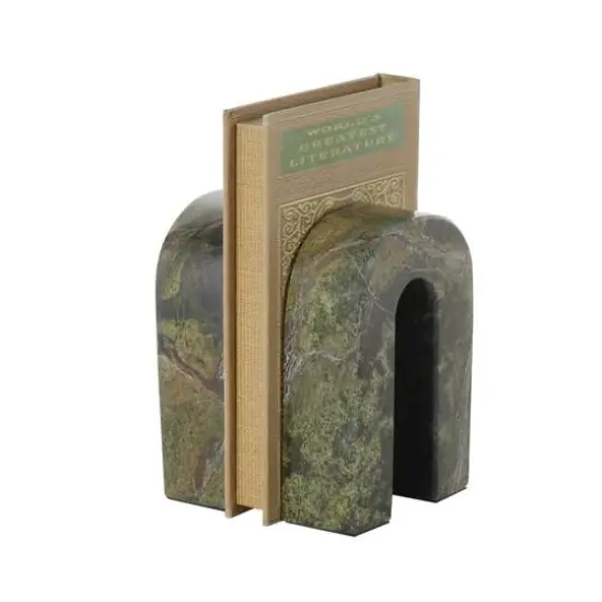 6" Green Marble Arched Bookend Set {7}