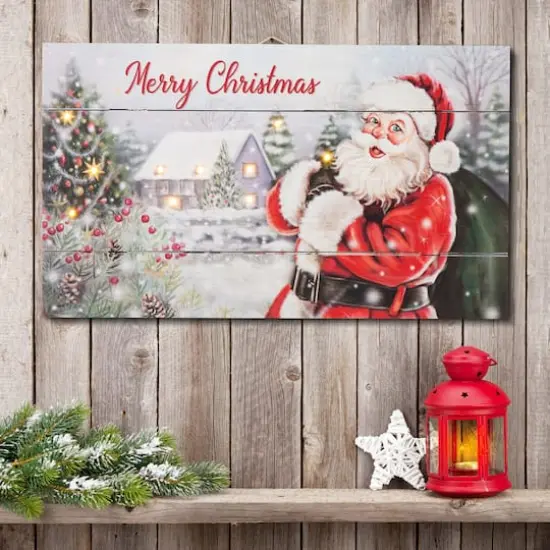 Glitzhome&reg; 24" LED Wooden Santa Wall D&eacute;cor {5}