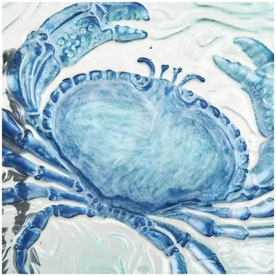 18" Blue Ombre Crab Glass Charger with Wavy Edge {4}