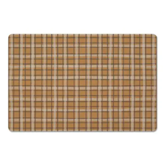 Orange Multi Plaid Floor Mat {1}