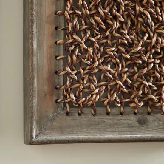 Brown Seagrass & Wood Abstract Wall D&eacute;cor Set {4}