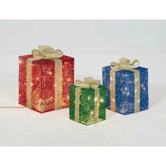 3-Piece Glittering Thread Gift Box Sculpture Set {5}