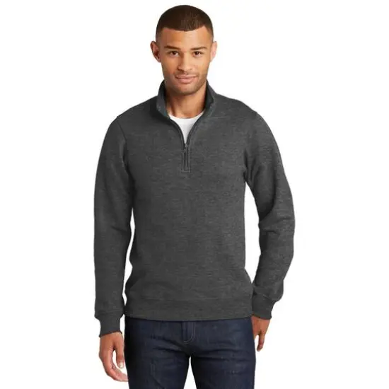 Port & Company&reg; Fan Favorite&trade; Fleece 1/4 Zip Pullover Adult Sweatshirt Dark Heather Gray {4}